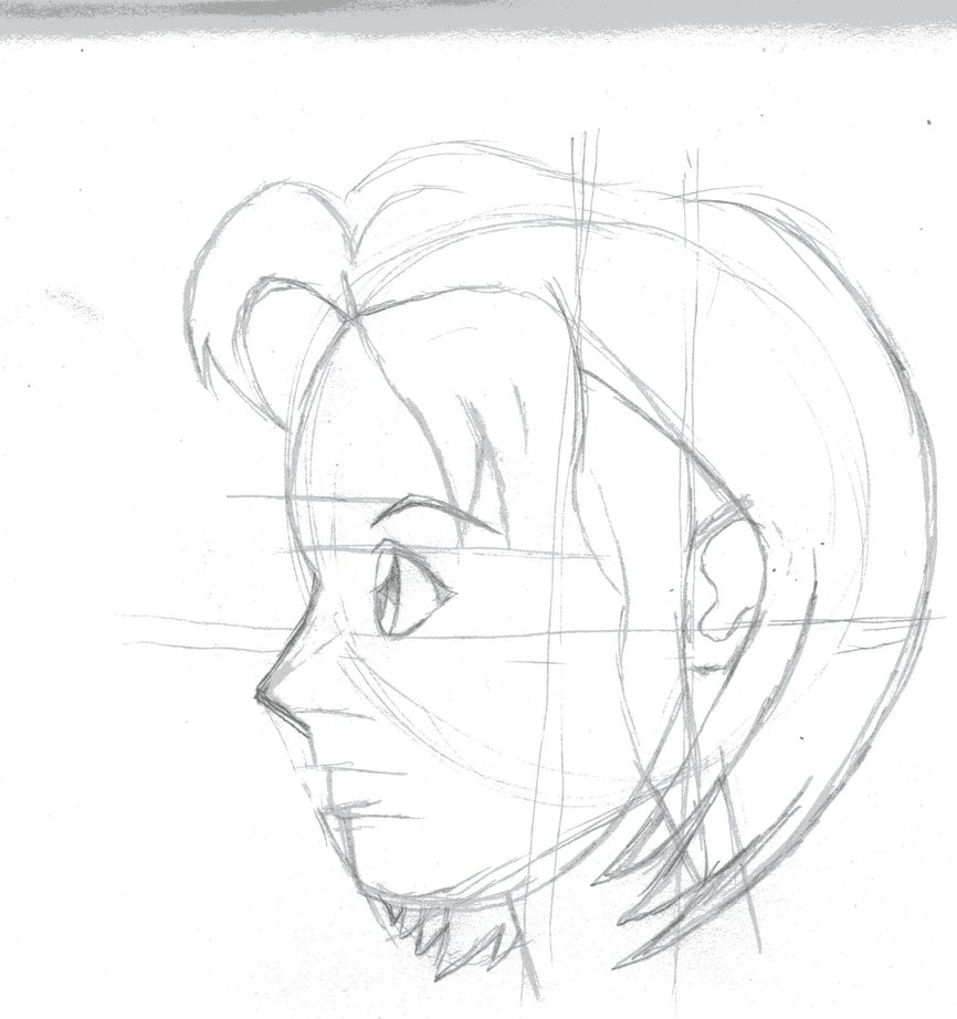 866x922 Rough Sketch Anime Face Profile By Kingofturves