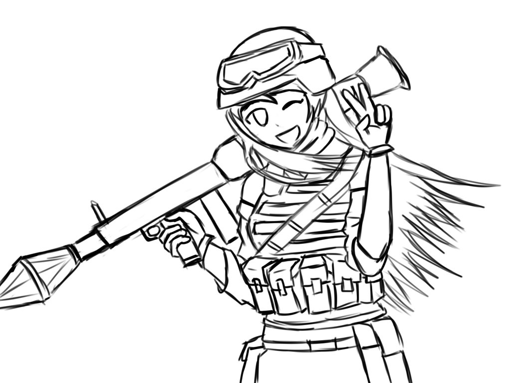 1024x768 Female Anime Anti Tank Soldier(Remake Sketch) By Aditthestig