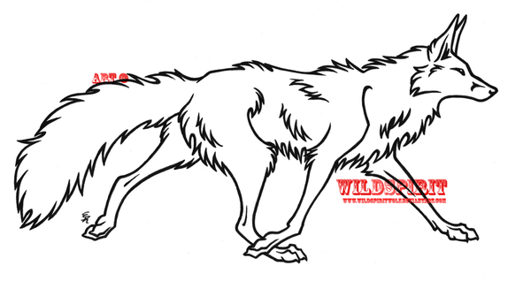 600x318 Walking Fox Lineart By Wildspiritwolf