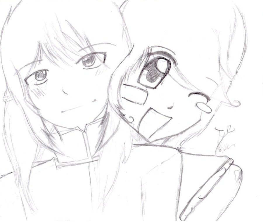 900x760 Anime Friends Sketch By Xpockydemonx