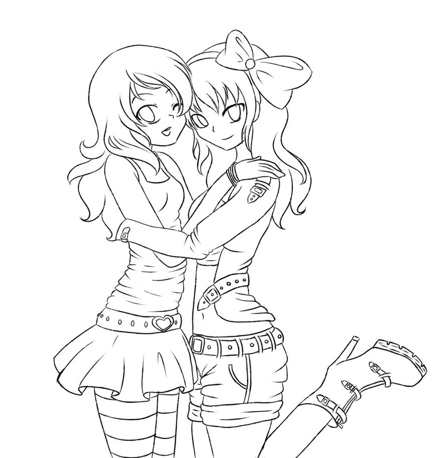 878x910 Best Friends Lineart By Anime Nc