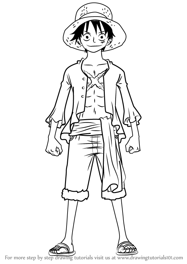 598x844 Learn How To Draw Monkey D. Luffy Full Body From One Piece (One