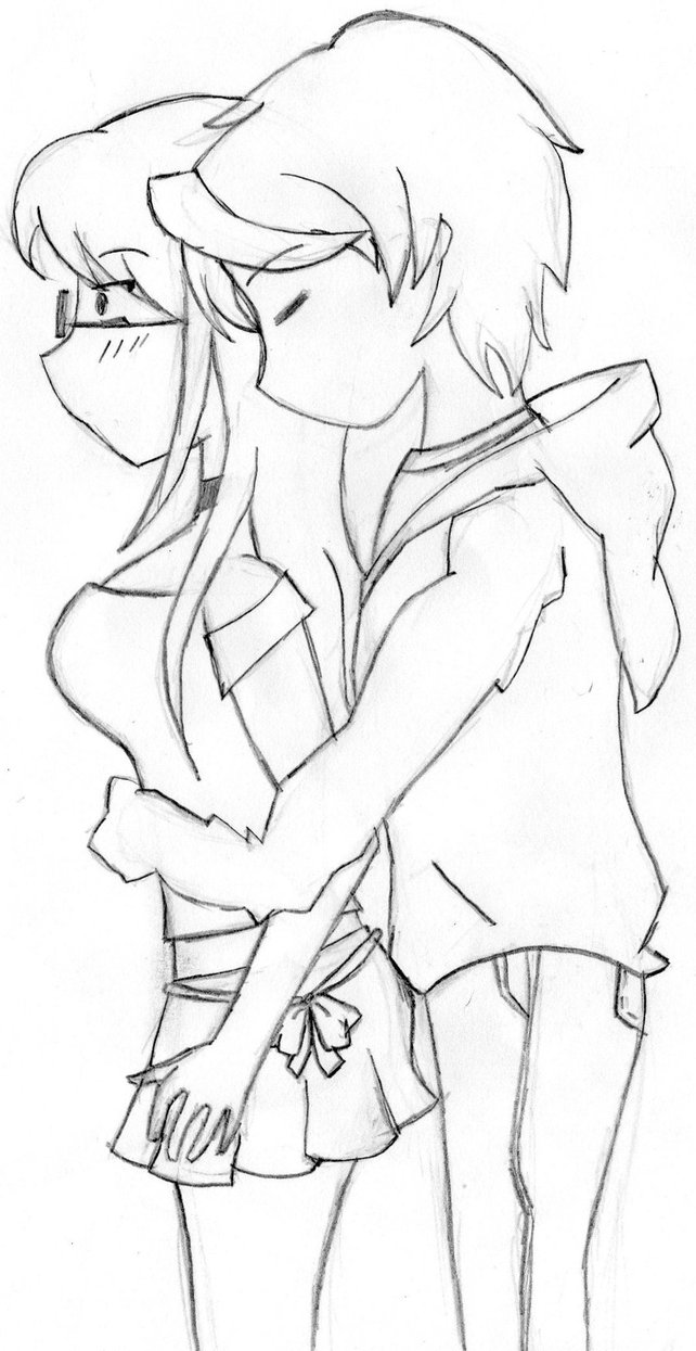 Anime Girl And Boy Drawing at GetDrawings | Free download Boy And Girl Hugging Drawing