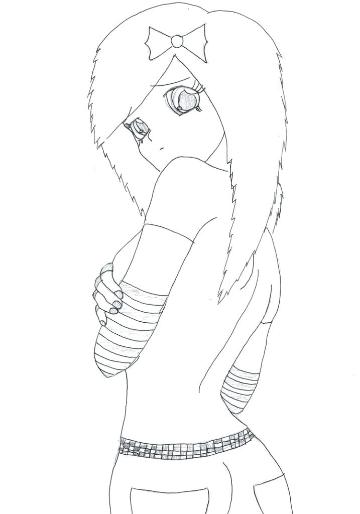 717x1024 Emo Girl Coloring Pages Cute Anime