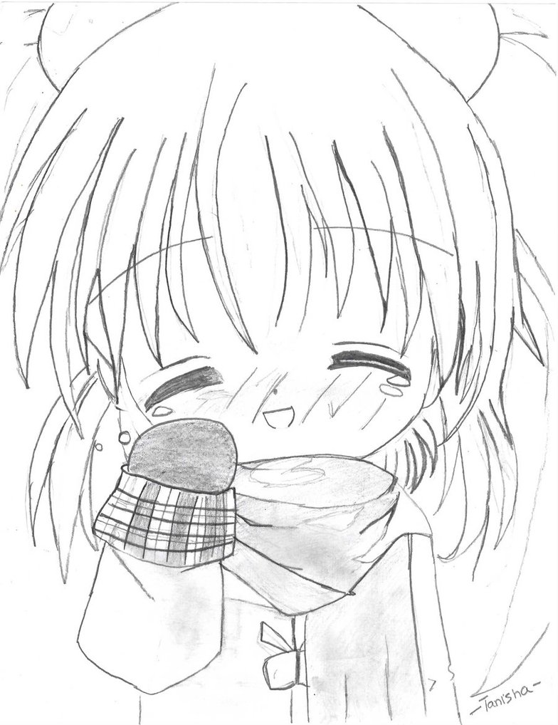 784x1018 Little Anime Girl In The Winter By Lalaesha