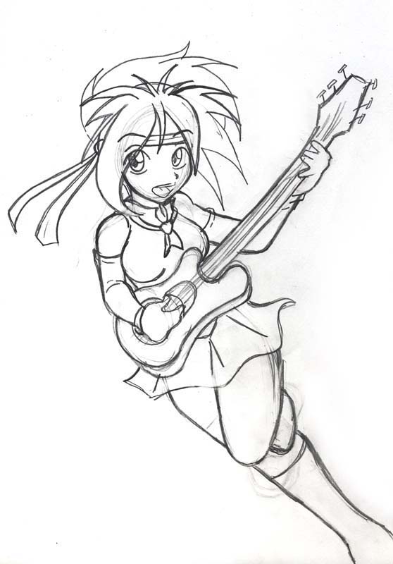 558x800 Anime Guitar Girl
