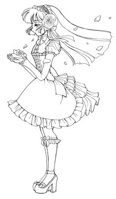 236x406 Anime Girl Coloring Page Full Body