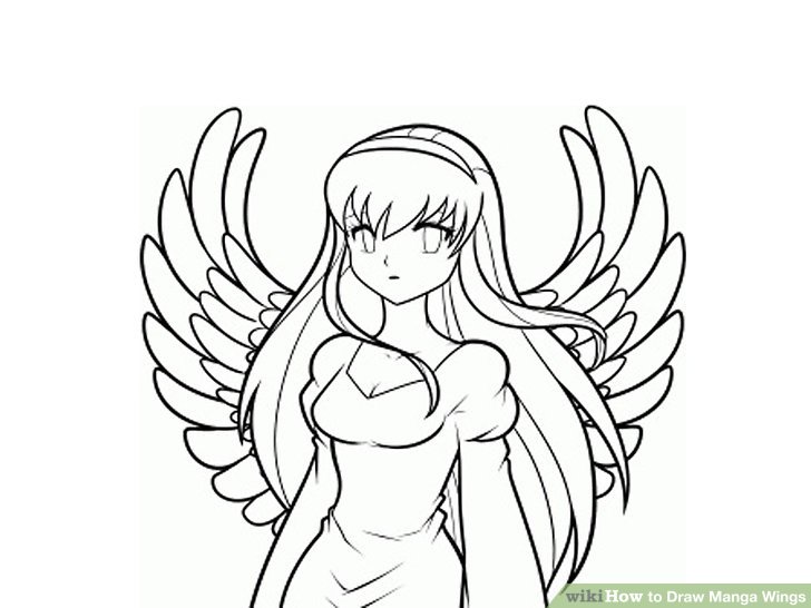 728x546 How To Draw Manga Wings 5 Steps (With Pictures)