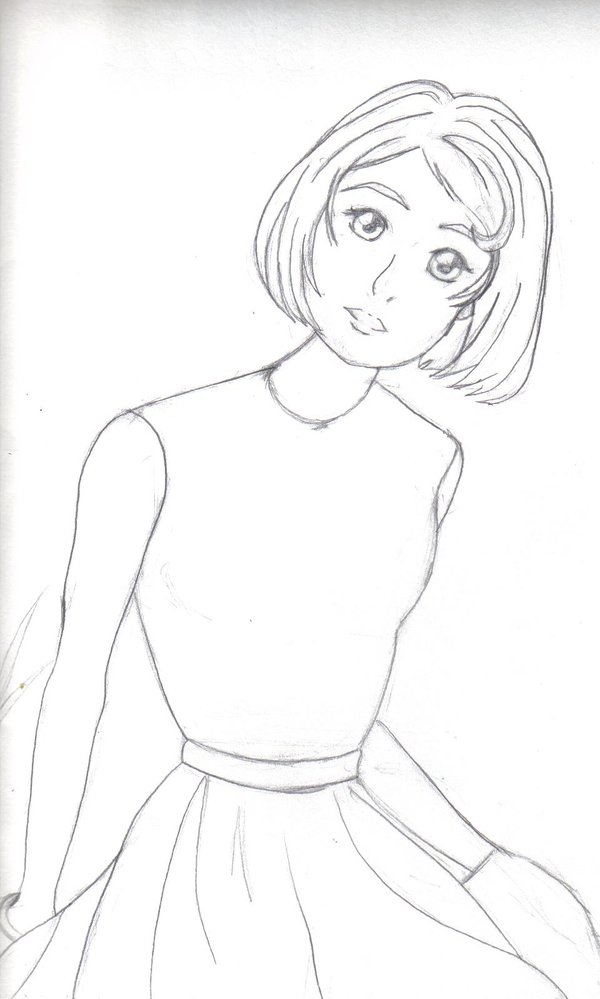 600x999 1960's Anime Girl Sketch By Sweetheartpucca