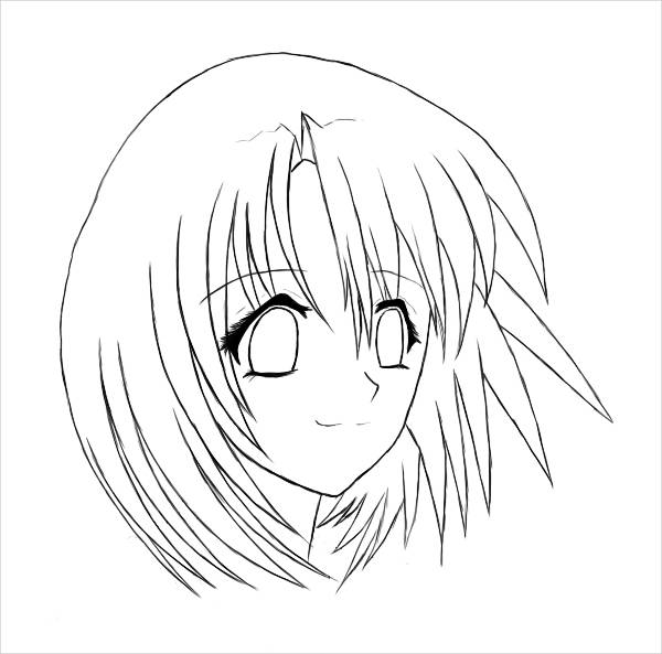 600x593 Anime Girl Coloring Pages