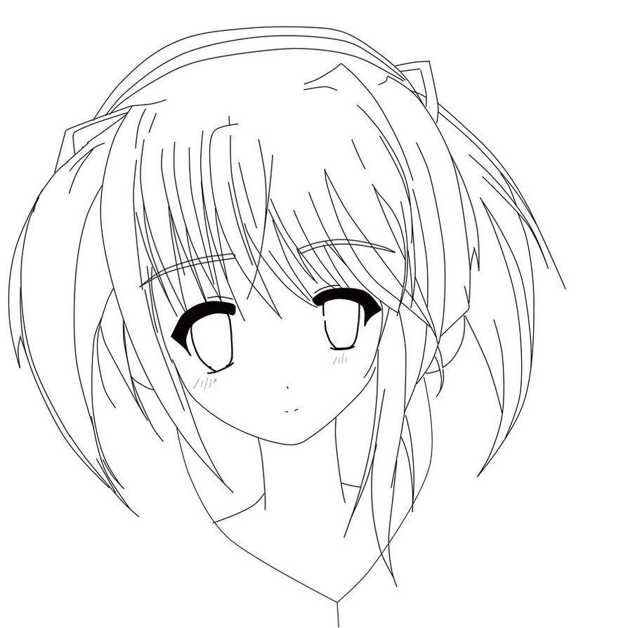 894x894 Cute Anime Girl Lineart By Crystalcat32