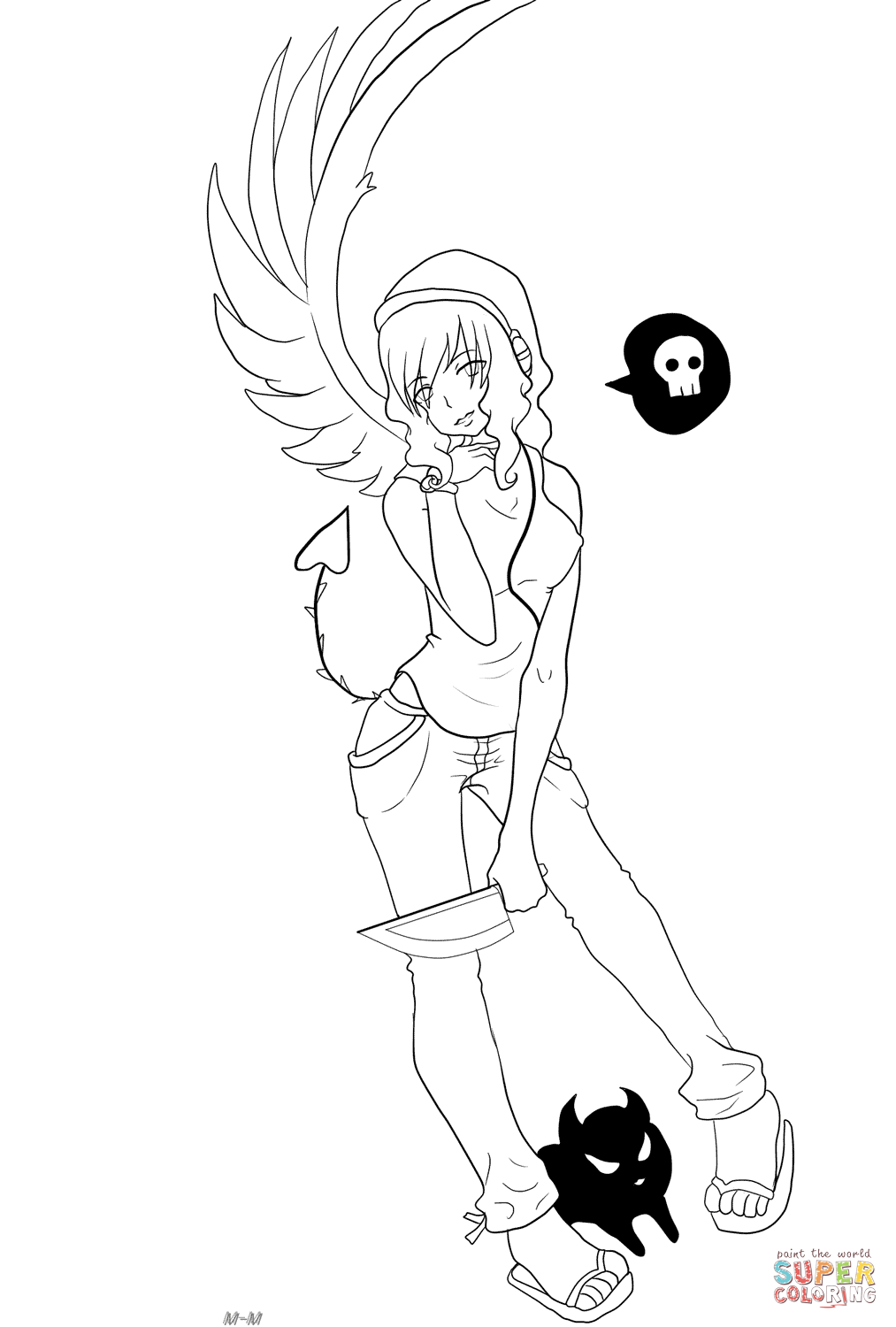1013x1500 Gaia Anime Devil Girl Character Coloring Page Free Printable