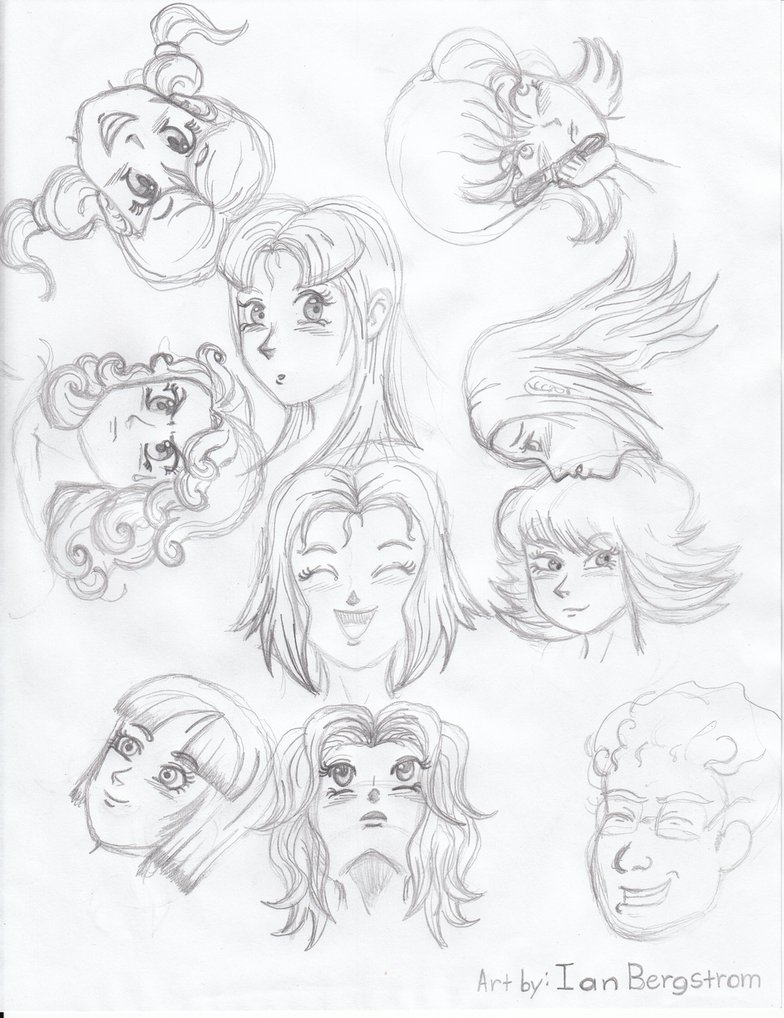 784x1018 Random Anime Girl Faces By Iansart2012