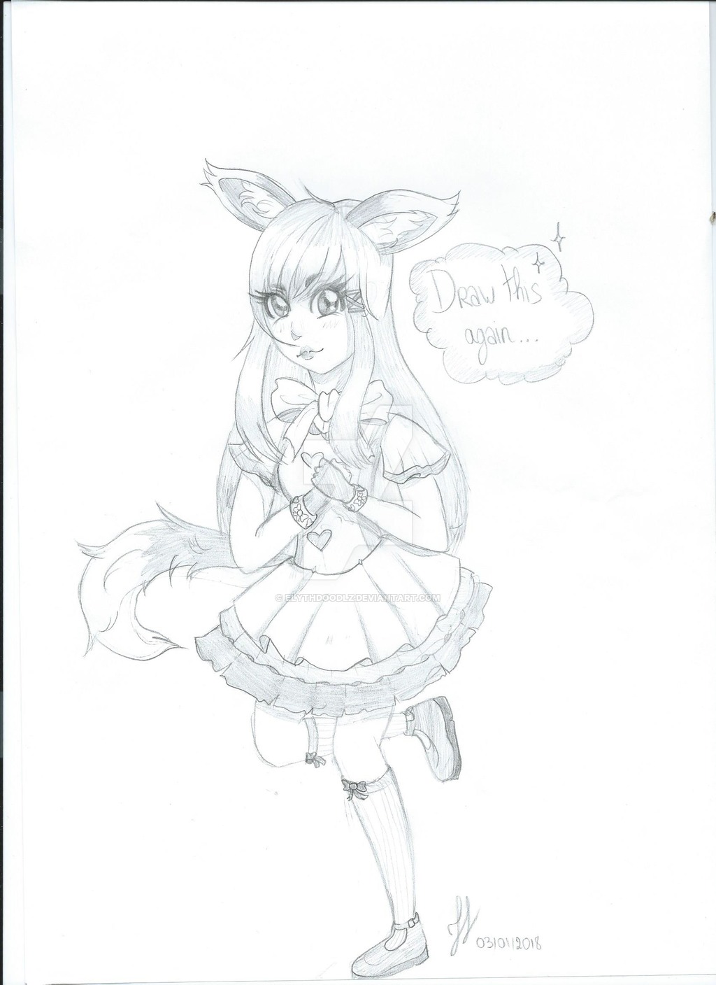 1024x1408 Cute Anime Girl Pencil Doodle By Elythdoodlz