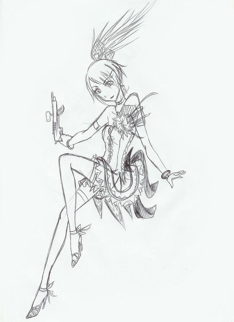 762x1048 Anime Girl And A Gun By Vonnabeee