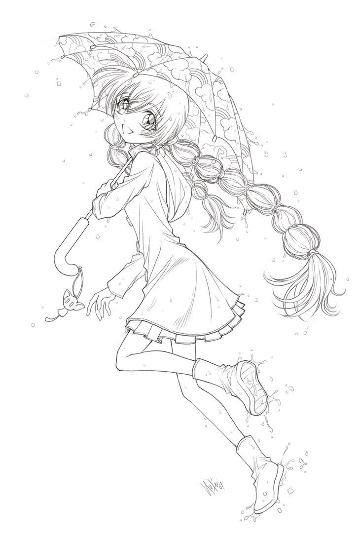 728x1098 Anime Girl Coloring Pages Free
