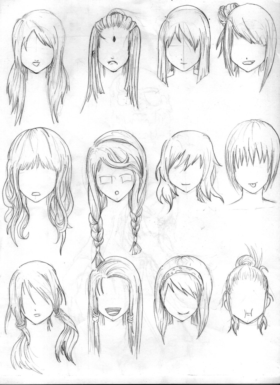 900x1239 Anime Girl Hair Drawing Another Hair Reference By Tenzen888