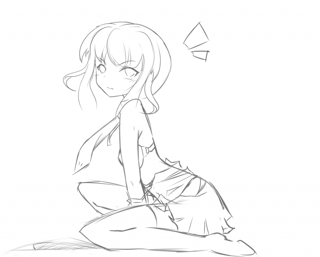 1024x824 Anime Girl Figure Sketch Anime Girl Full Body Drawing Poster