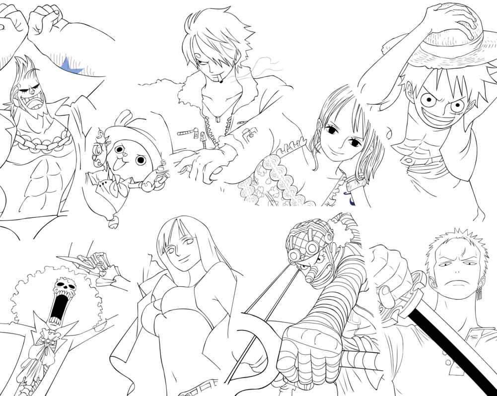 1001x798 One Piece Artwork Straw Hat Pirates Lineart [Psd By Rollando35