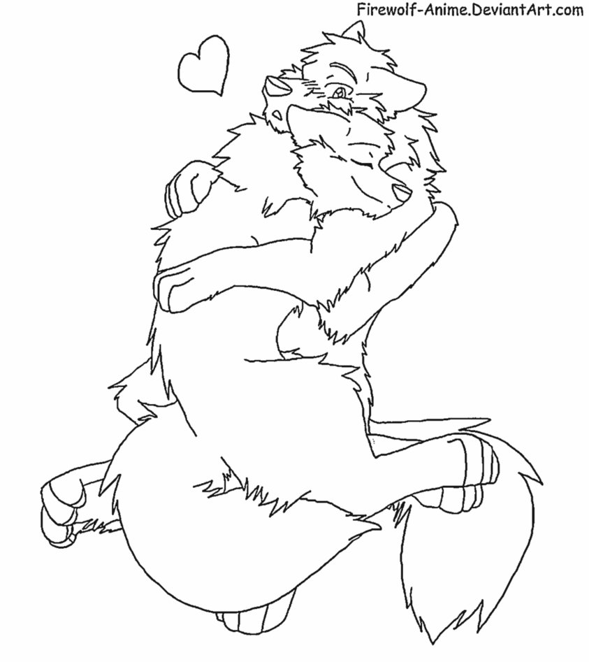 843x947 Wolf Hug Lineart By Firewolf Anime