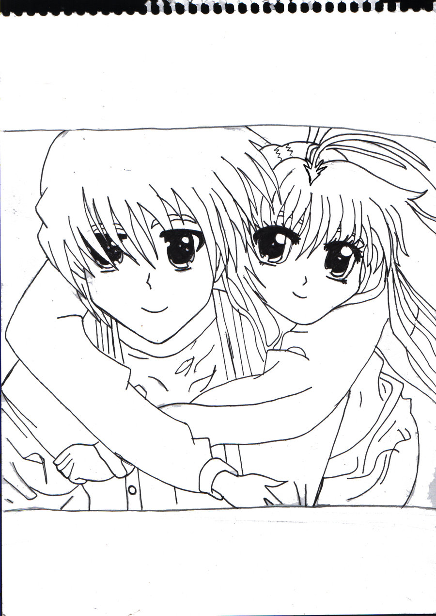 900x1270 Anime Couple Hug Outlined By X Xanimenerdx X