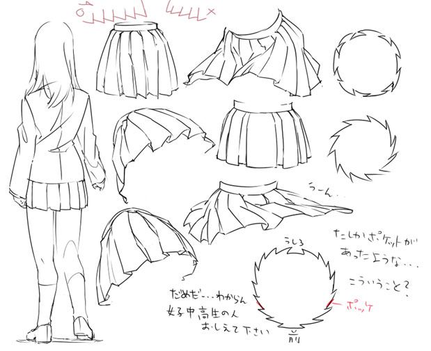 619x504 How To Draw Uniformsailorpleaded Skirts.