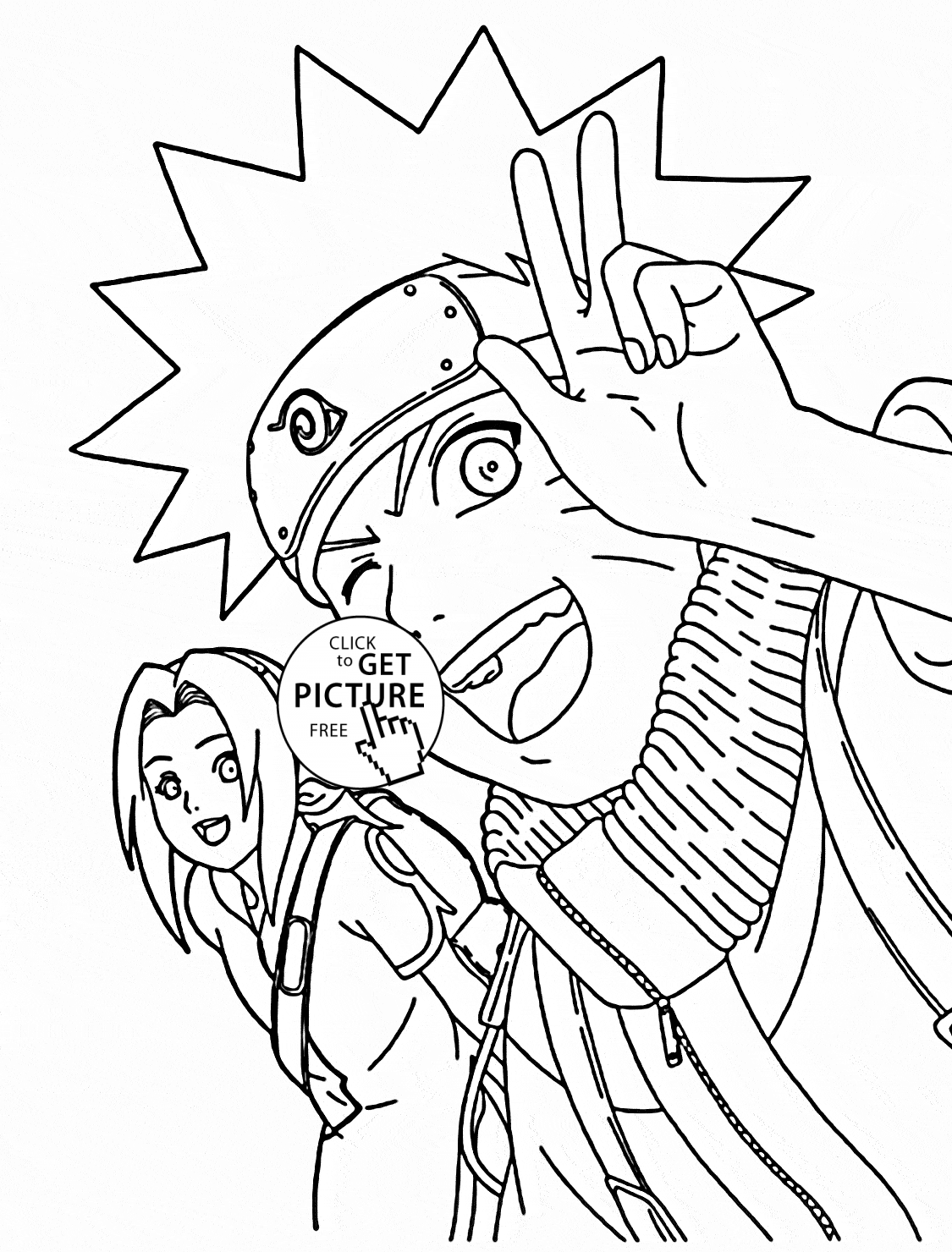 1125x1480 Naruto And Sakura Smile Coloring Page For Kids, Manga Anime