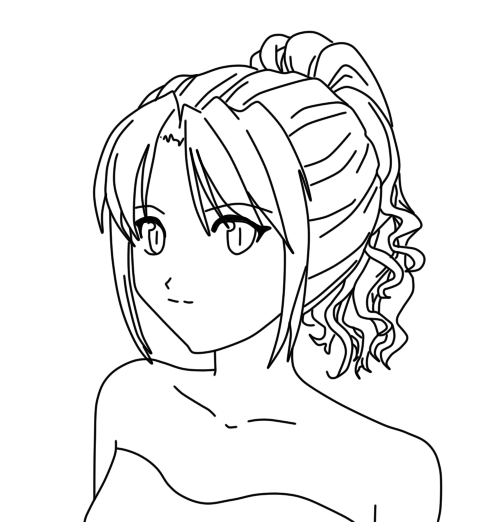 495x522 Anime Girl Line Art By Dalibabe91