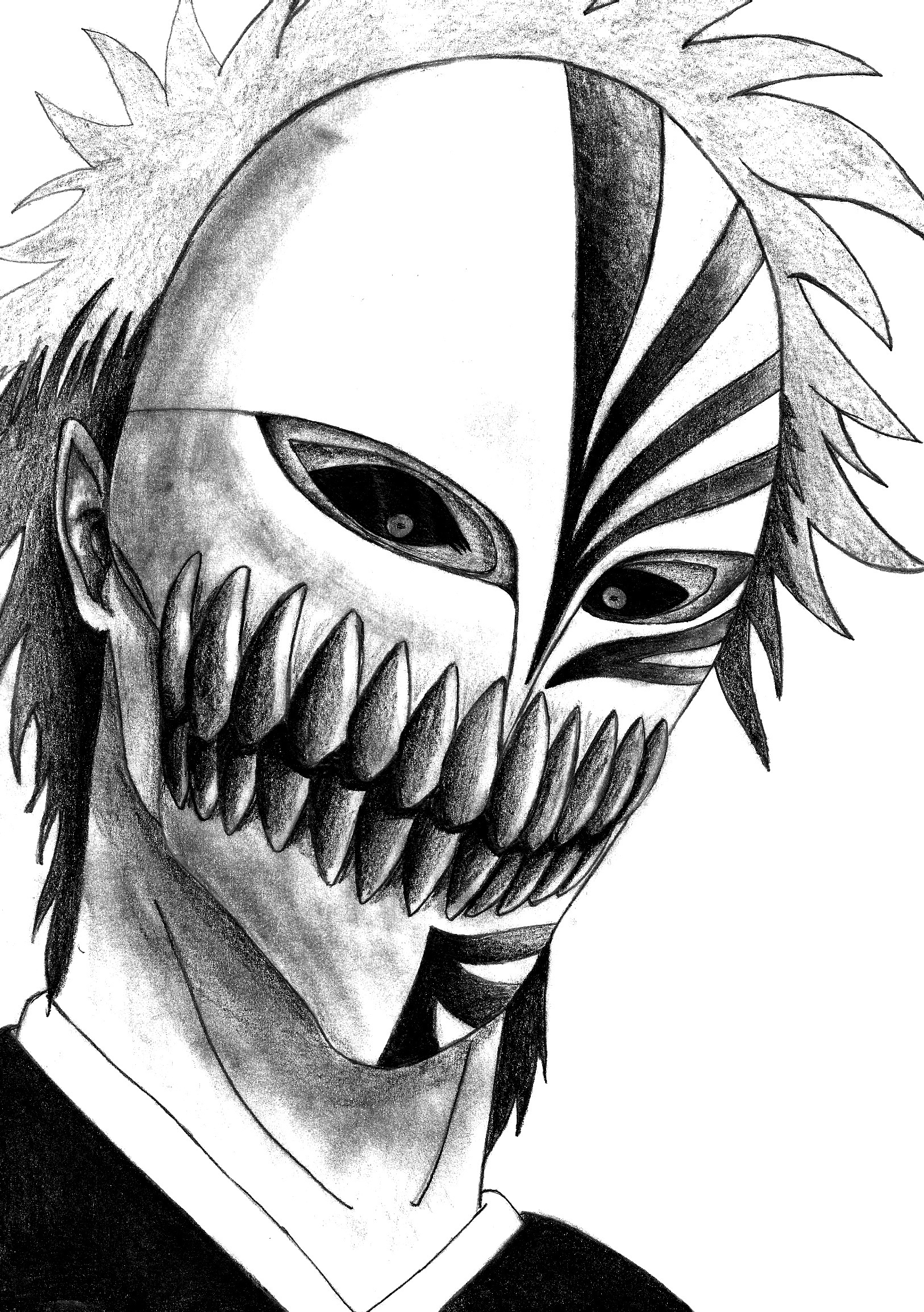 1626x2308 Bleach Kurosaki Ichigo Hollow Maskshinigami Anime Drawings