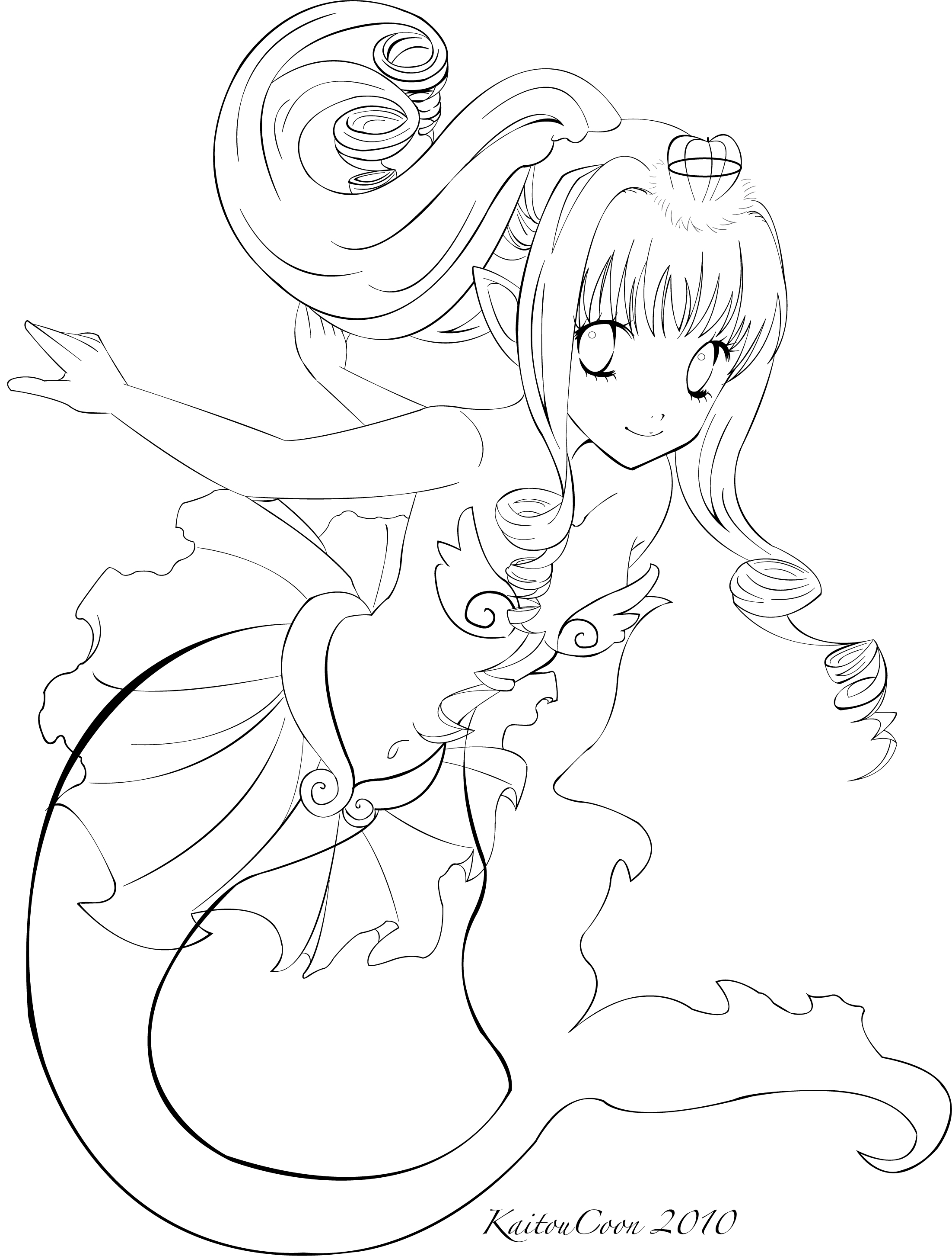 2203x2903 Mermaid Trade Lineart By Kaitoucoon Line Art Mermaid