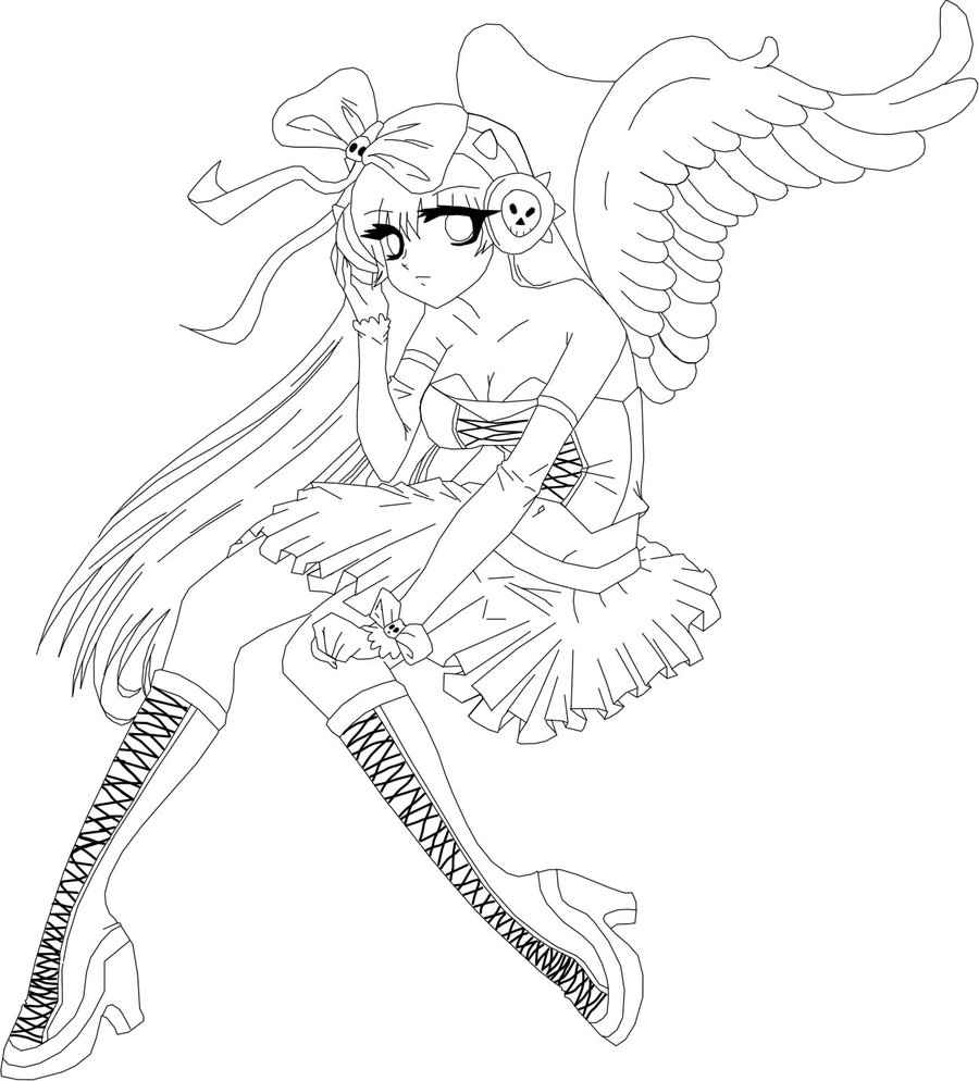 900x994 An Gothic Angel Girl Outline By Khbirthbysleep890