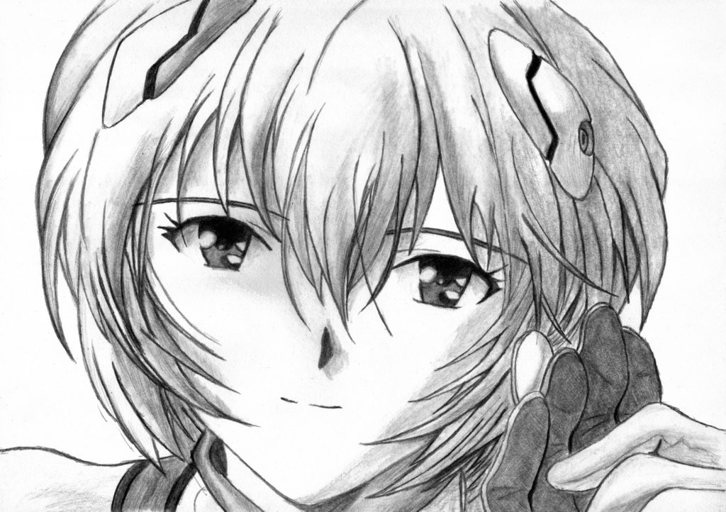 1024x722 Rei Ayanami Pencil Drawing By Jompie