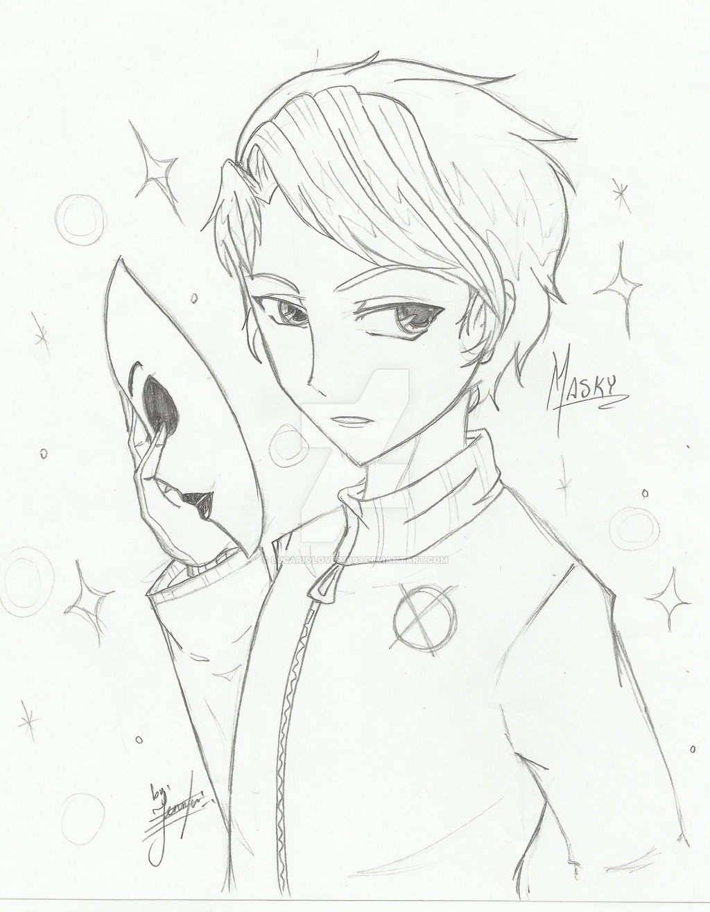 1024x1315 Masky Anime (Sketch 1) By Lucariolover1993