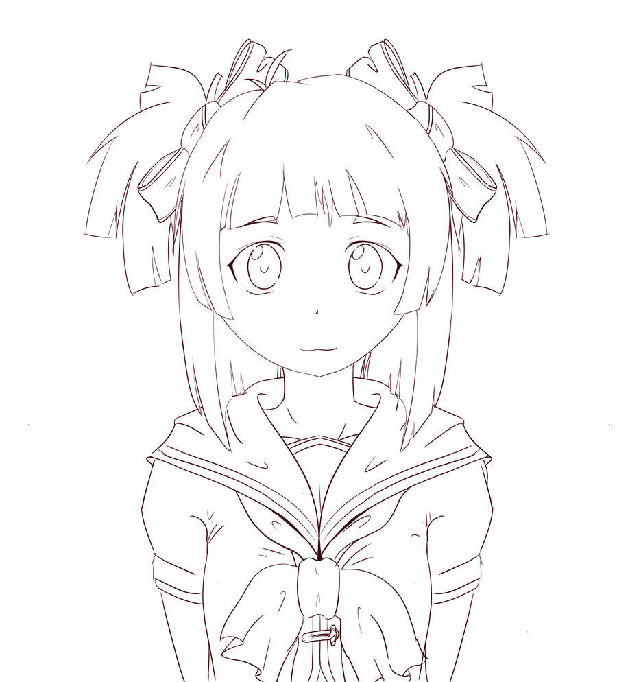 900x994 School Girl Line Art By Vicse