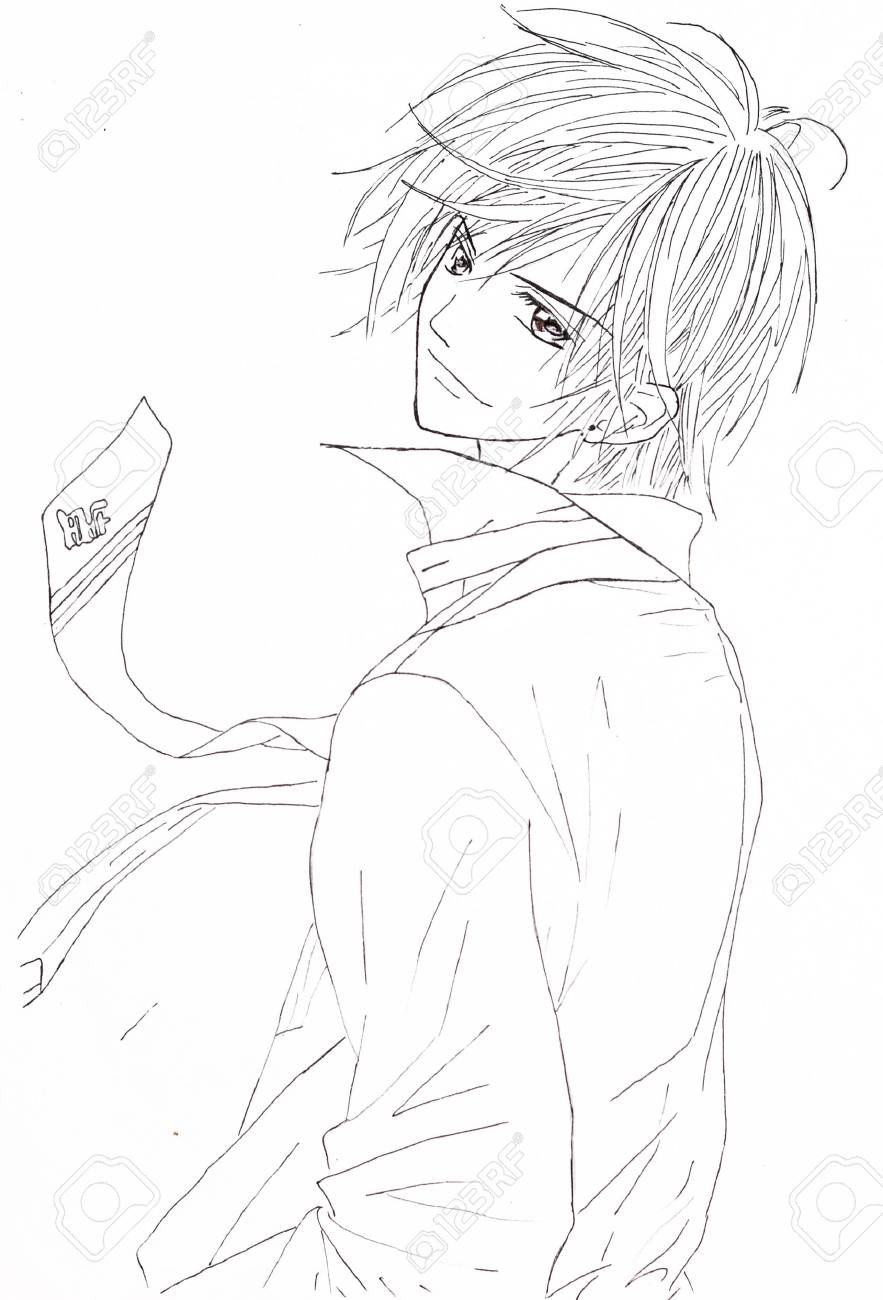 883x1300 Drawing In The Style Of Anime. Image Of A Man In The Picture