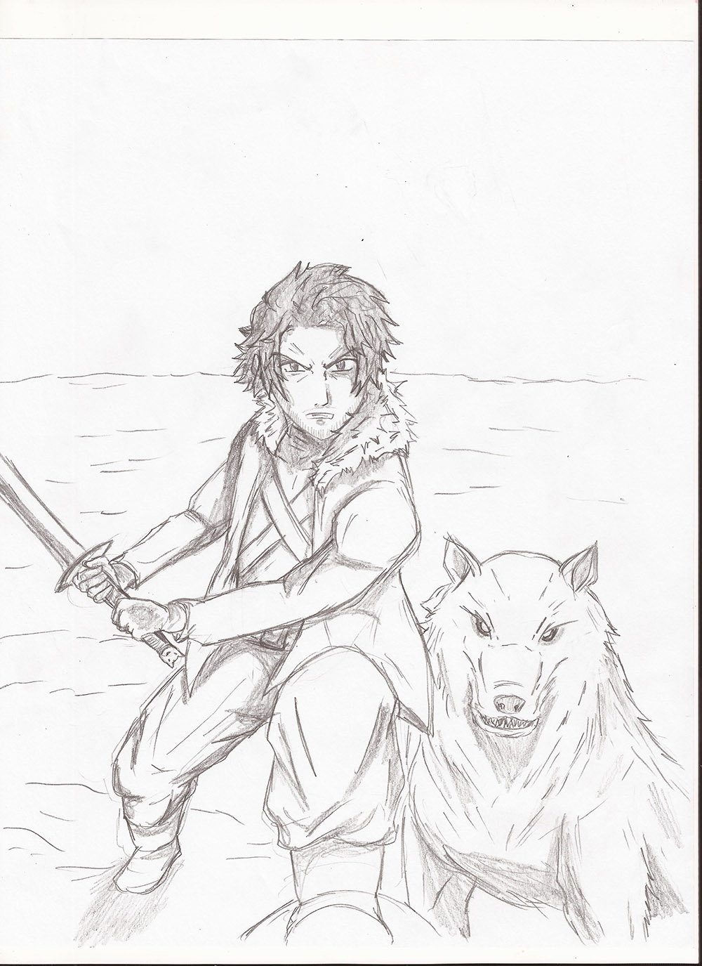1000x1375 Jon Snow And Ghost Anime Style Draw By Ferkun10