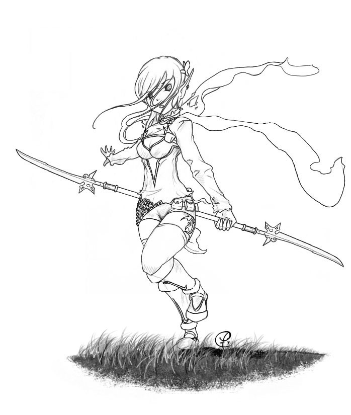 698x825 Anime Warrior Sketch 1 By Darkdepictions