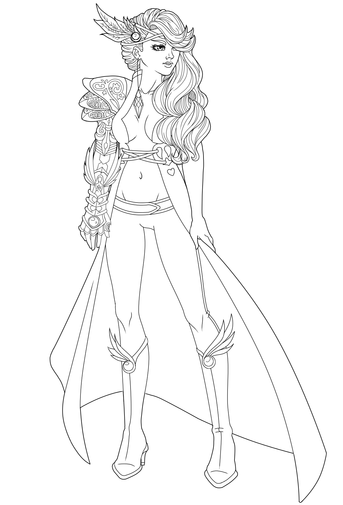 1185x1743 Warrior Girl Lineart By Xxpinkapplexx