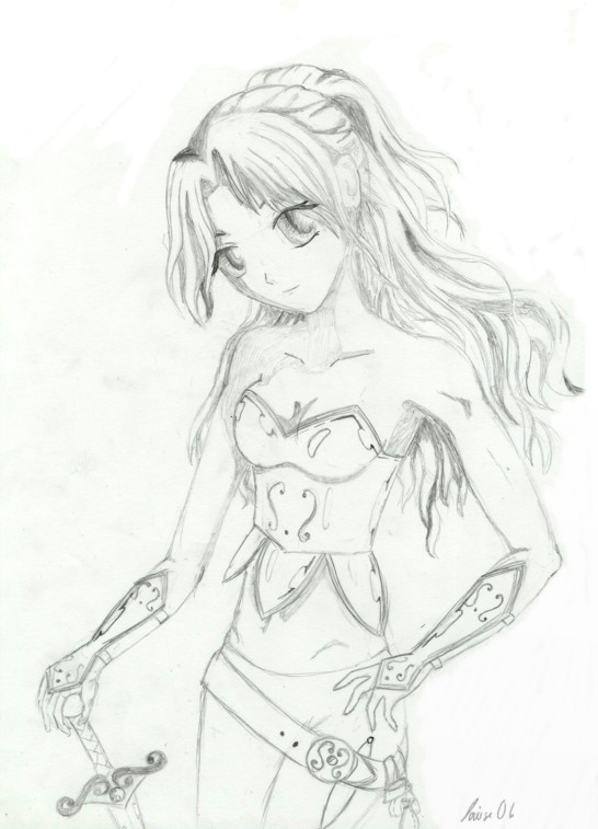 546x757 Anime Warrior Girl Pose 2 By Louisedk