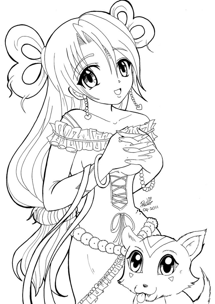 752x1063 Anime Princess Coloring Pages Girl