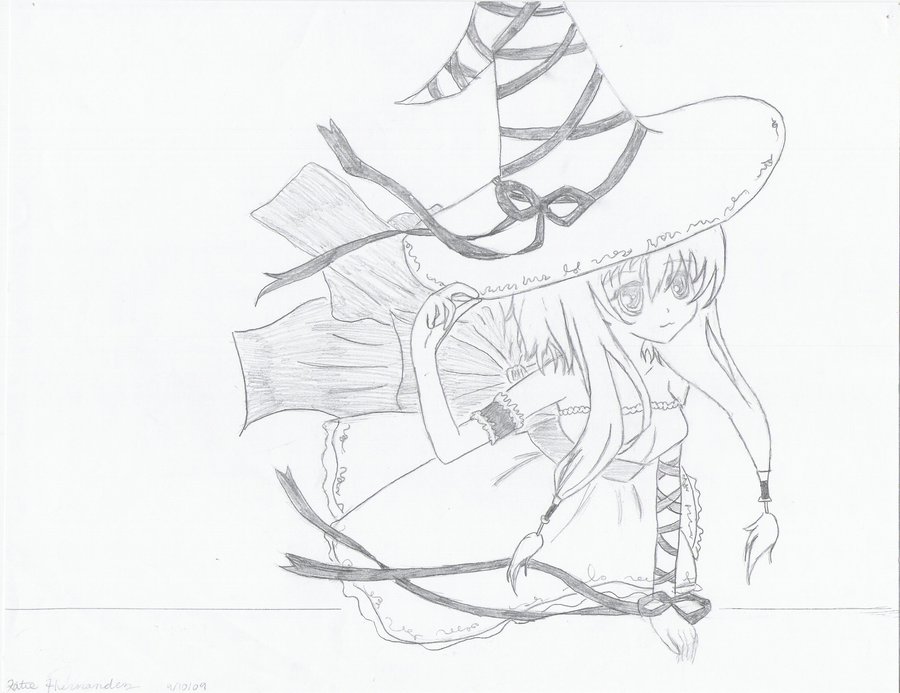 900x693 Cute Anime Witch By Calimewmew