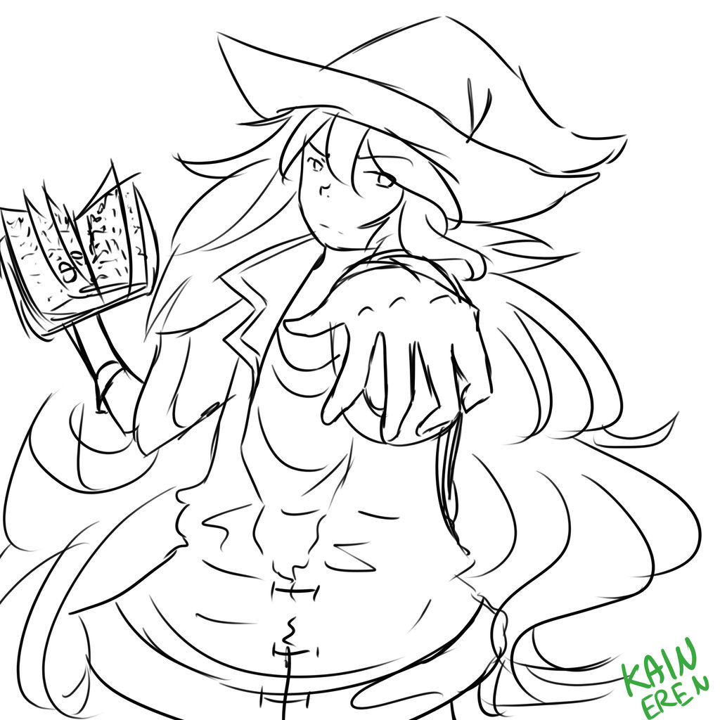 1024x1024 Witch Girl (Outline) By Kain Eren