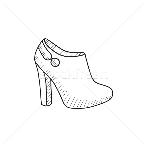600x600 High Heeled Ankle Boot Sketch Icon. Vector Illustration Andrei
