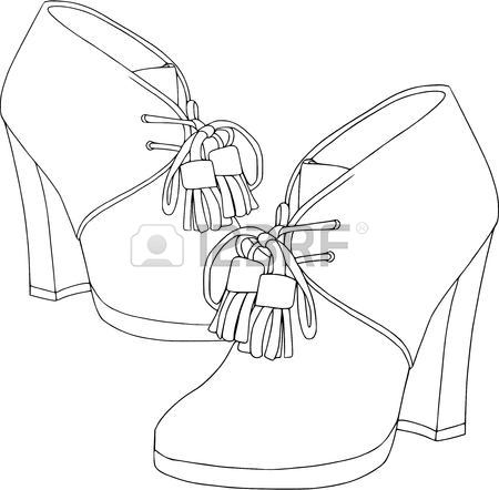 450x442 Line Drawing Of Shoes And Boots Stock Photos. Royalty Free