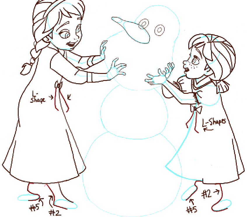846x743 How To Draw Princess Anna And Elsa Building A Snowman From Frozen