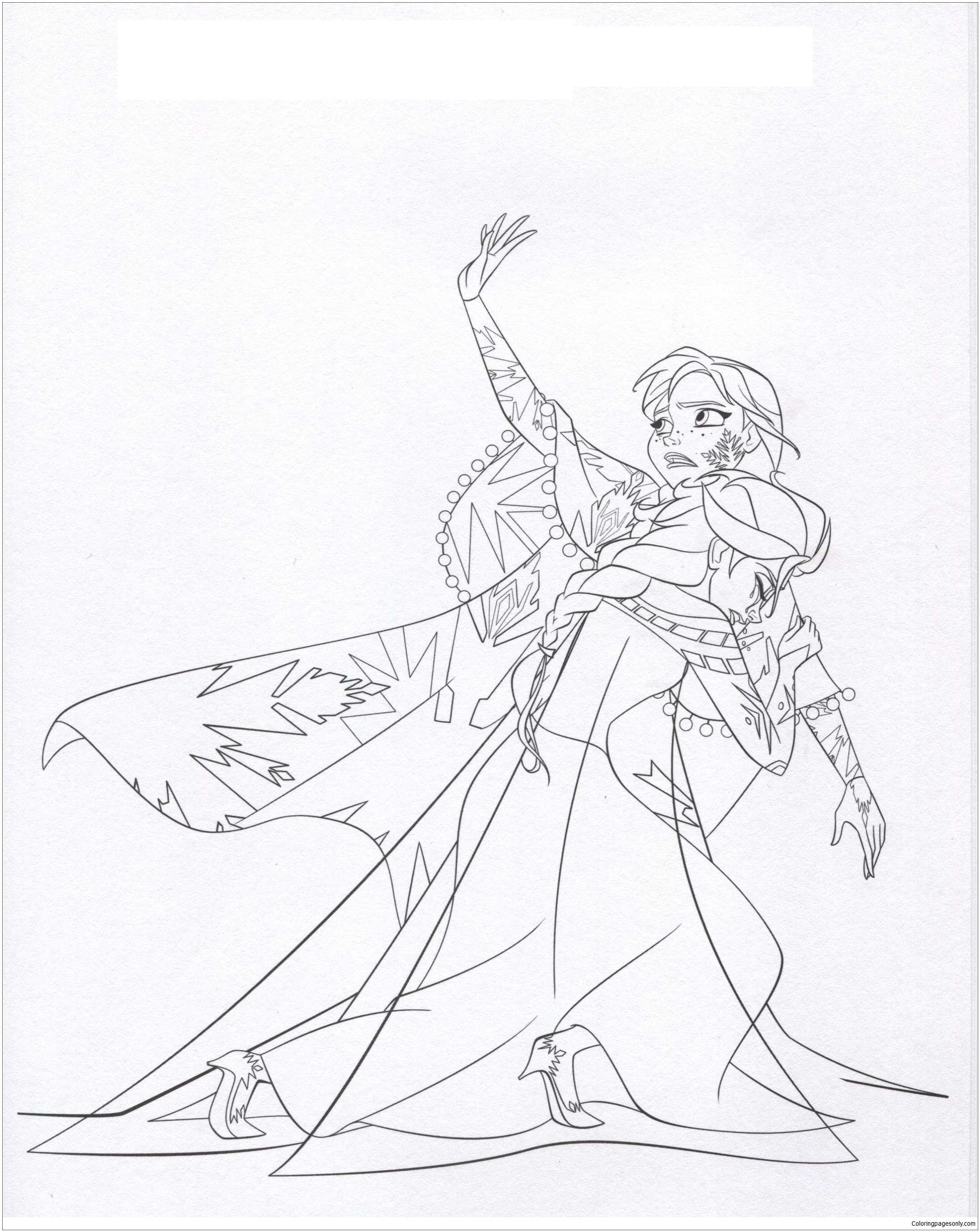 2190x2754 Anna Tries To Save Elsa Coloring Page