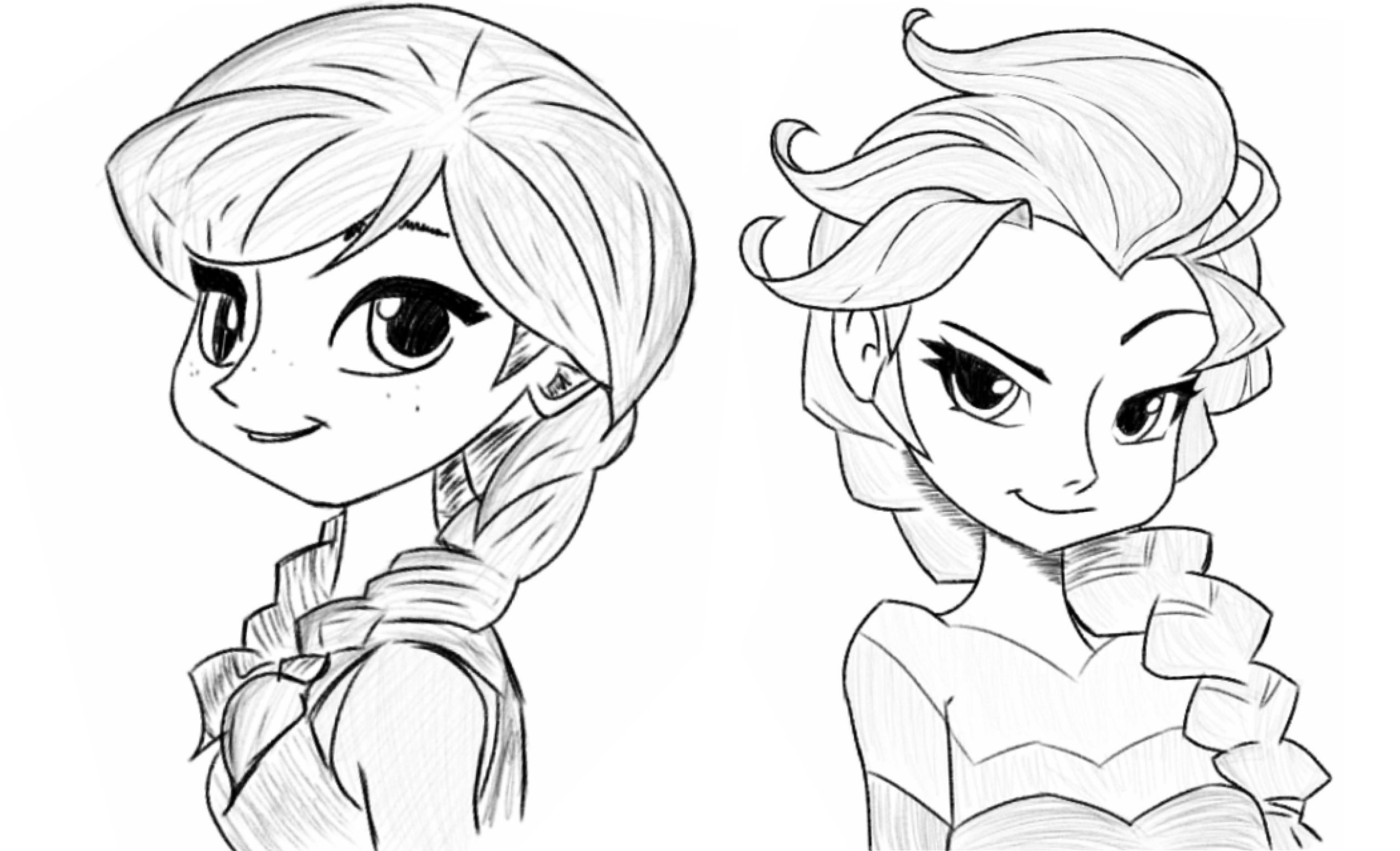 2528x1536 Anna And Elsa Sketch By Ijam1690