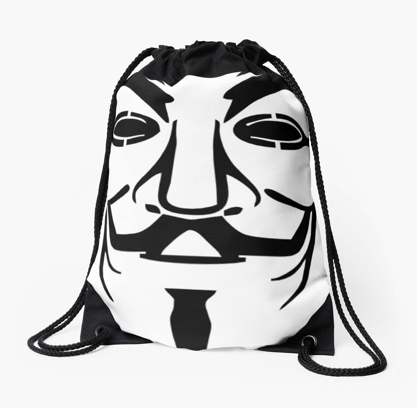 1435x1404 Anonymous Mask Silhouette Drawstring Bags By Ravanna Lotus