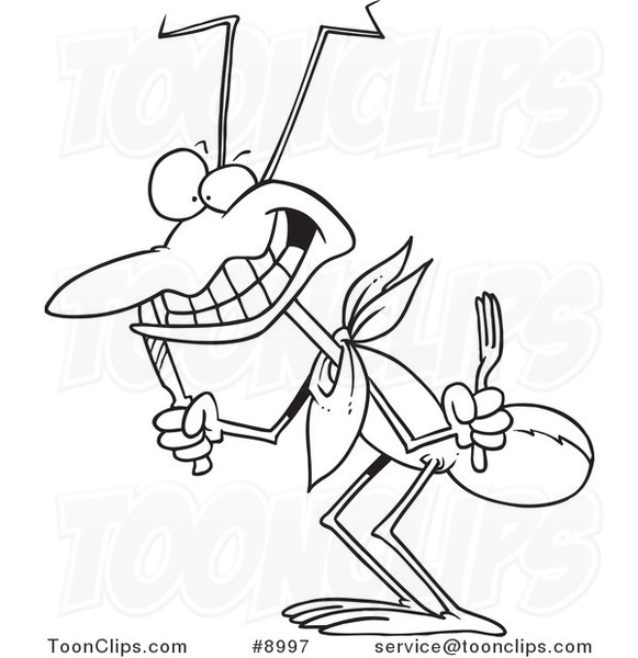 581x600 Cartoon Black And White Line Drawing Of A Hungry Ant