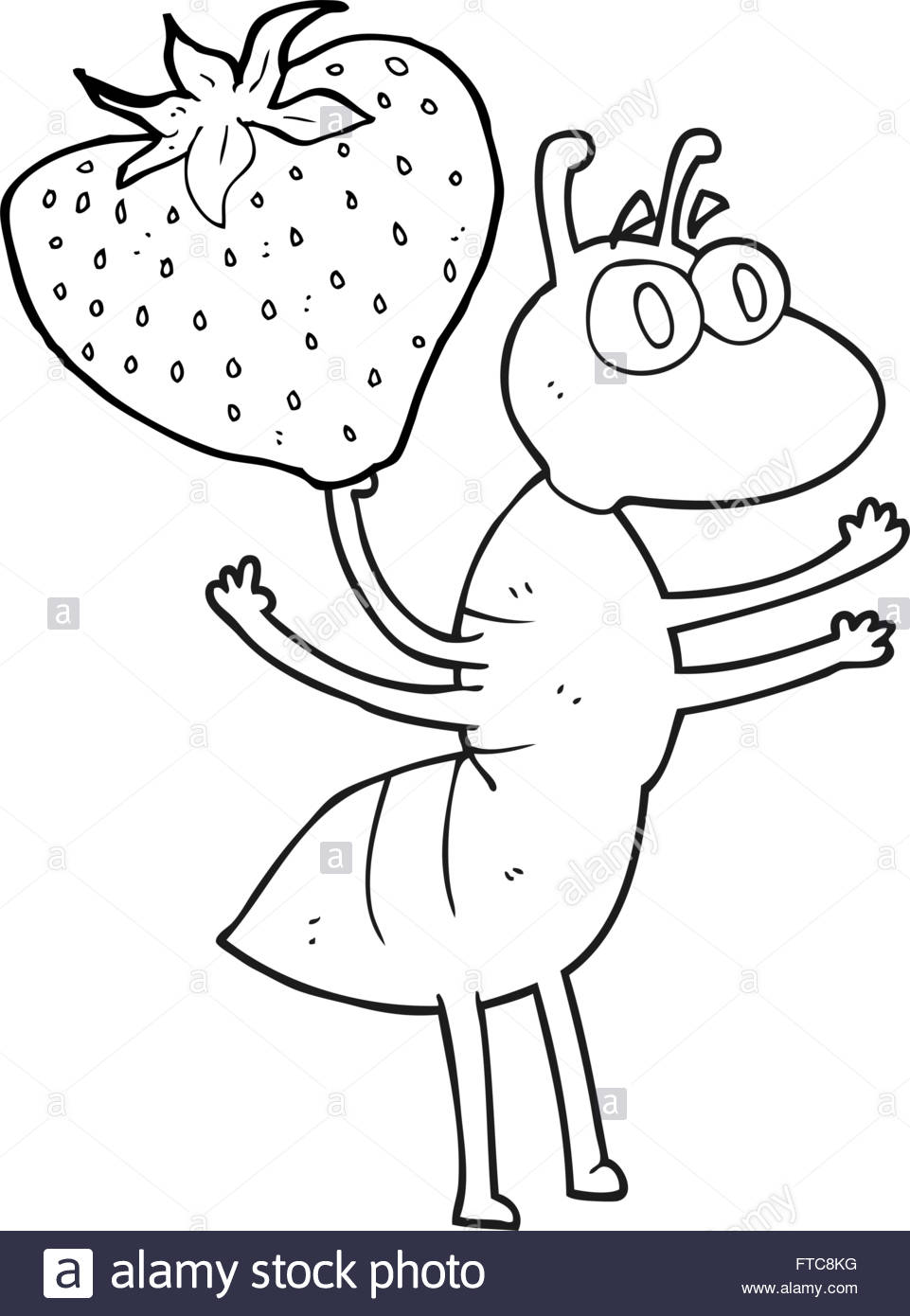 961x1390 Freehand Drawn Black And White Cartoon Ant Carrying Food Stock